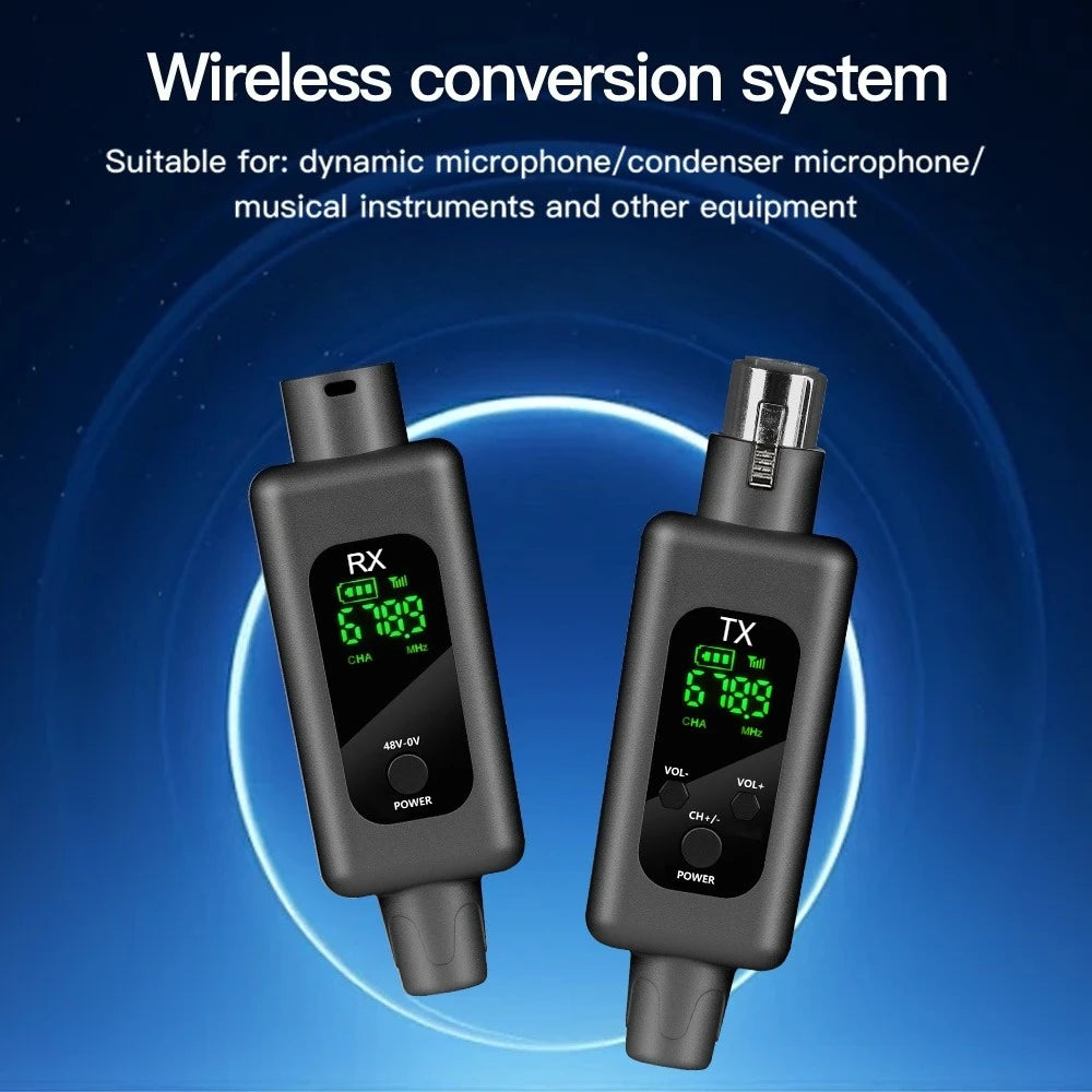 Sistema adaptador XLR para micrófono inalámbrico, transmisor y receptor G-MARK WX70 para micrófono con cable, guitarra y mezclador de audio