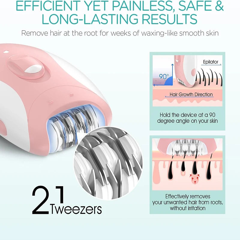 Kemei Depiladora Eléctrica para Mujer, Depilación Facial Corporal, Bikini para Dama, Piernas, Brazos, Axilas, Recargable