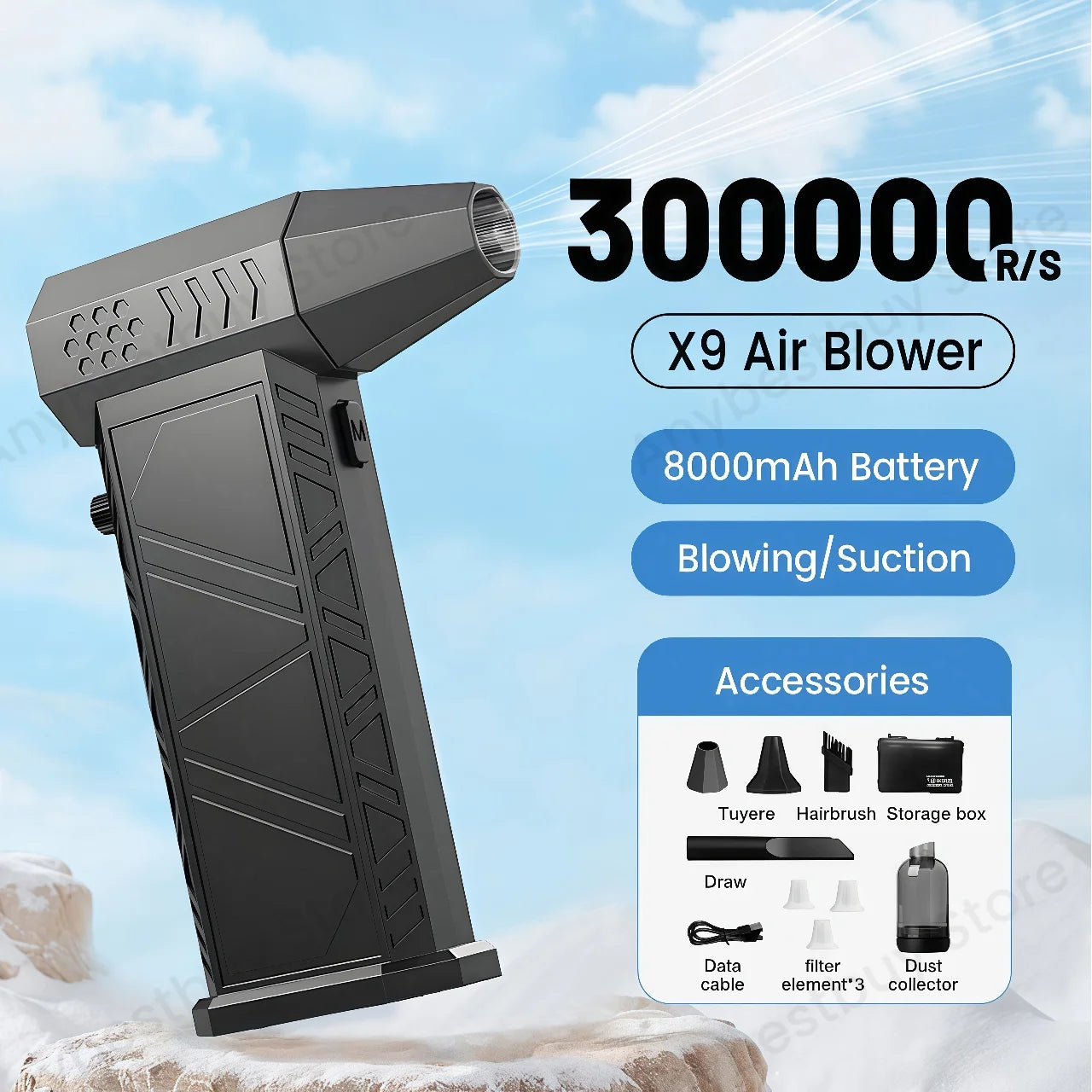 X9 Turbo Fan Jet 300000RPM Soplador Turbo Jet Aspirador Sin Escobillas Soplador Para Limpieza de PC/Teclado/Hogar/Coche Soplador de Aire