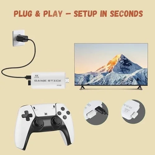 M15 Mini TV Retro Game Console 2.4G Wireless Dual Controller Game Stick 64GB 20000 Retro Games Retro Game Family Gift