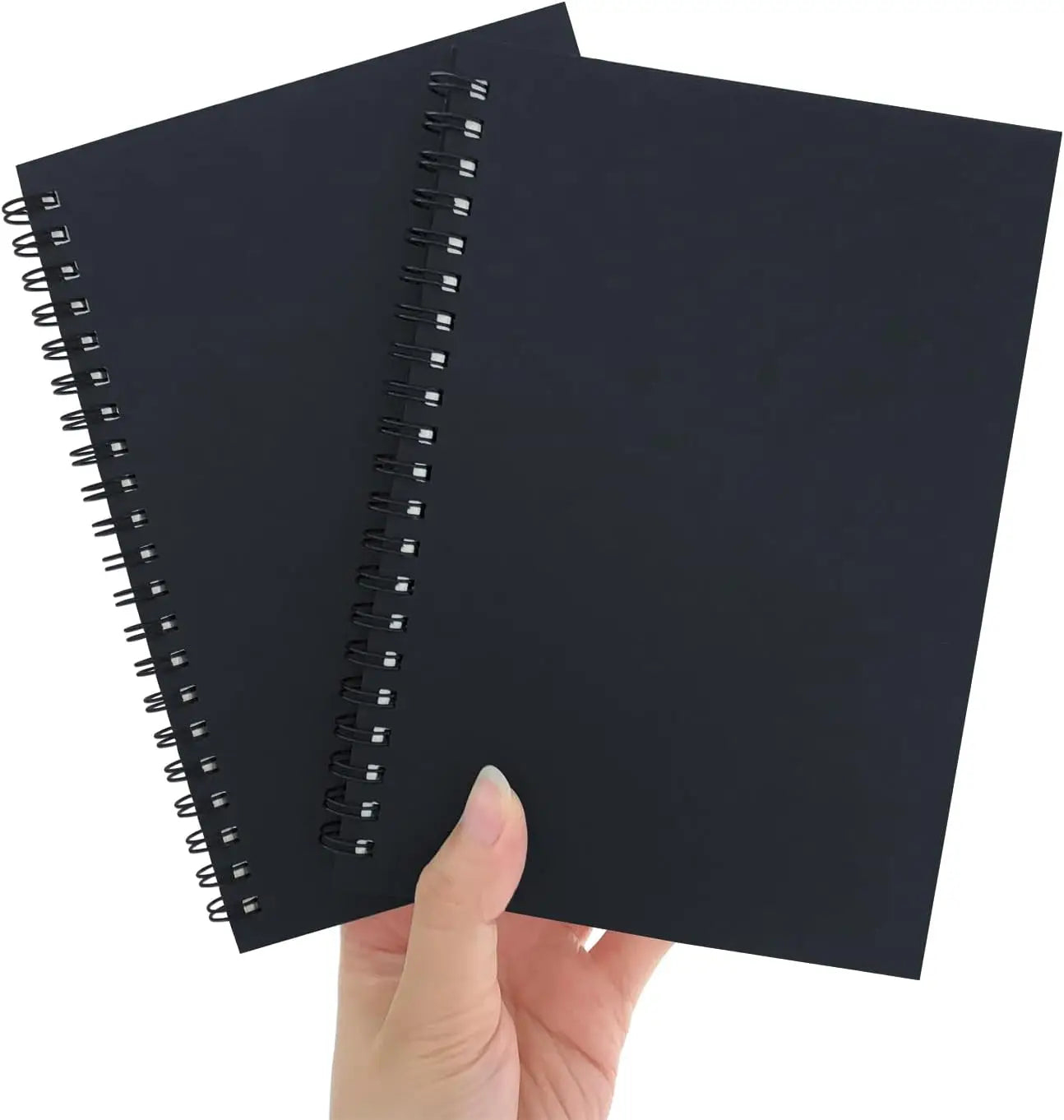 Juego de 2 cuadernos de bocetos de tapa blanda, 140 páginas, 7.5x5.1 pulgadas, papel de 100 g/m², cuadernos espirales negros
