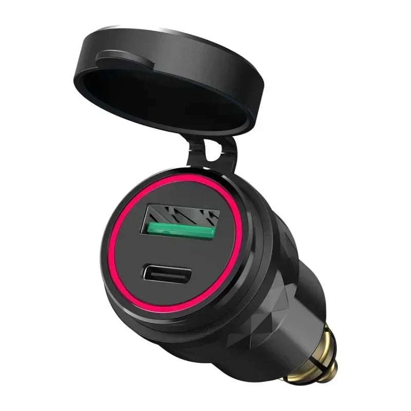 Motorcycle Waterproof Charger 30W QC3.0 USB C-type PD Power Adapter Hella DIN Plug Socket Quick Charger for BMW Ducati Triumph