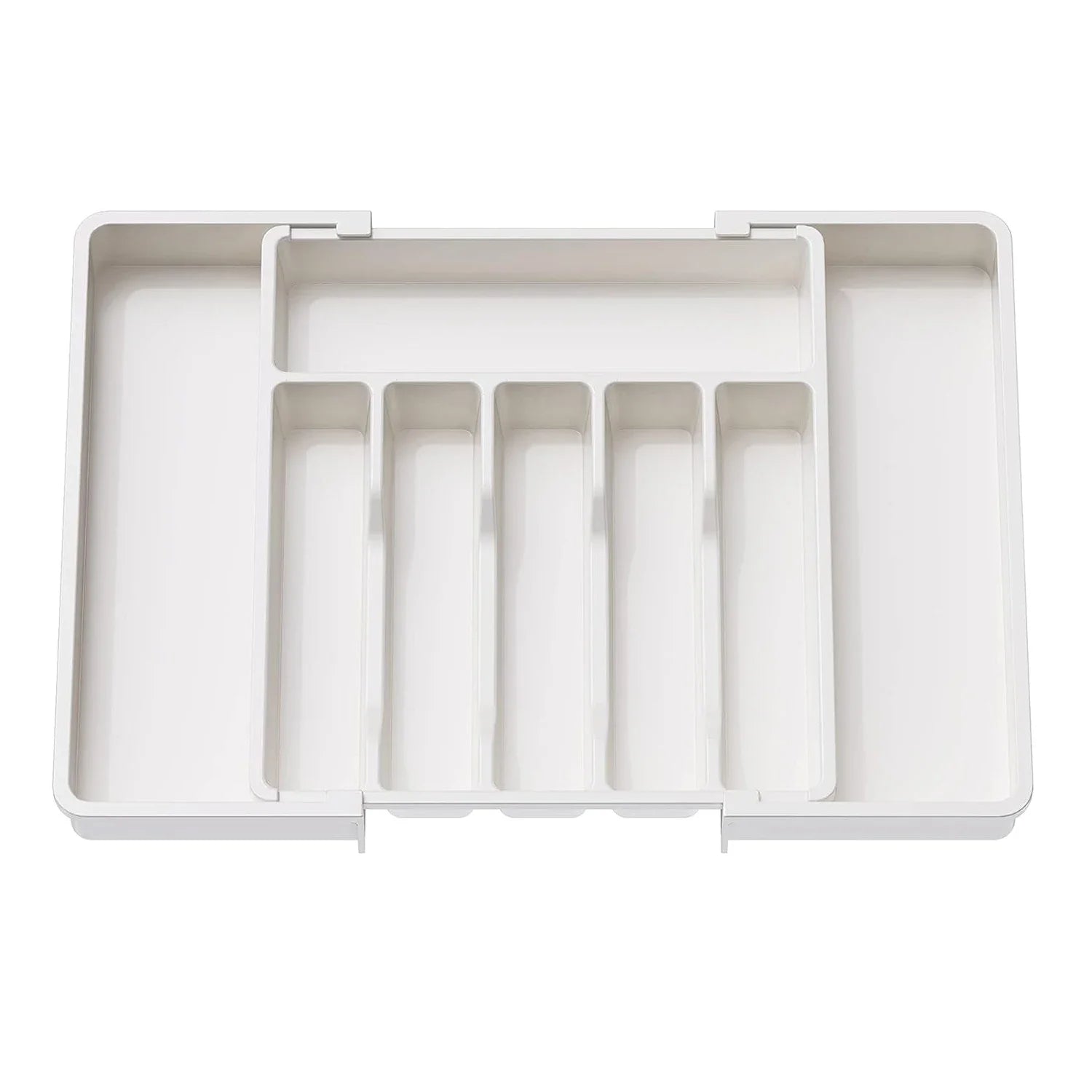 New Adjustable Cutlery Organizer - Upgraded Plastic Storage Tray with Dividers, Ideal for Organizing Spoons and Knife Drawers.