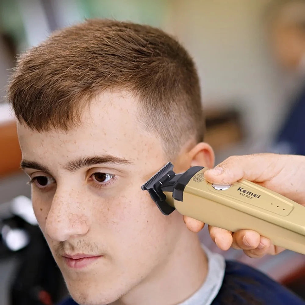 Kemei 90-5 Cortapelos Eléctrico para Barba 7500 RPM Cuchilla Cero para Hombres Cuchilla DLC Máquina Inalámbrica de Corte de Pelo para Acabado de Peluquería