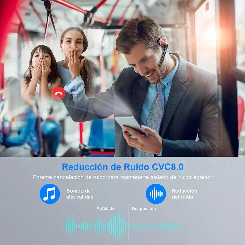 Auriculares inalámbricos Bluetooth con micrófono Cascos Manos libres Cancelación de ruido Audífonos para hablar Negocios Conducir