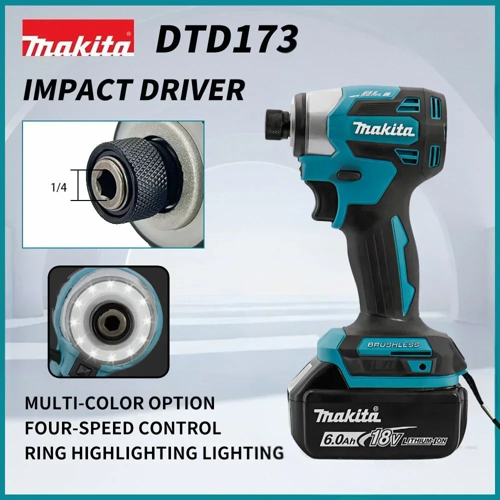 Makita DTD173 18V Cordless Impact Driver LXT BL Brushless Motor Electric Drill Wood/Bolt/T-Mode 180 N·M Rechargeable Power Tools