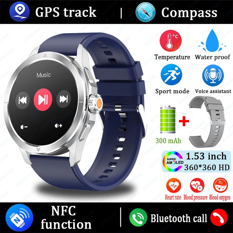 Original S4 Ultra Smart Watch Men  AMOLED Outdoor Sport NFC GPS Track Heart Rate Waterproof Bluetooth Call Smart watch 2025 New