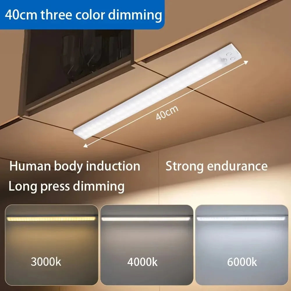 Night light LED Cabinet Light USB Rechargeable Motion Sensor Light Suitable For Kitchen Wardrobe Cabinet Lighting 30cm/40cm/50cm
