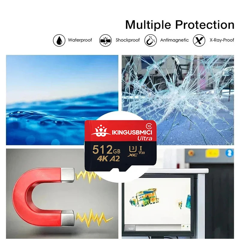 Micro SD Card Mini Memory Class 10 High Speed 256GB 4K Ultra- HD Video A2 TF Flash Card MicroSD for Xiaomi Camera Phone Drone