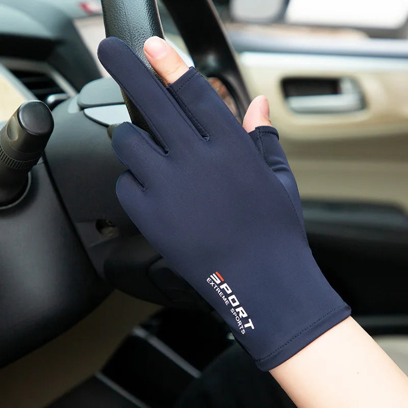 Ice Silk High-elastic Sunscreen Breathable Half-finger Gloves For Men&Women 1Pair Outdoor Thin Cycing Driving Fishing Gloves