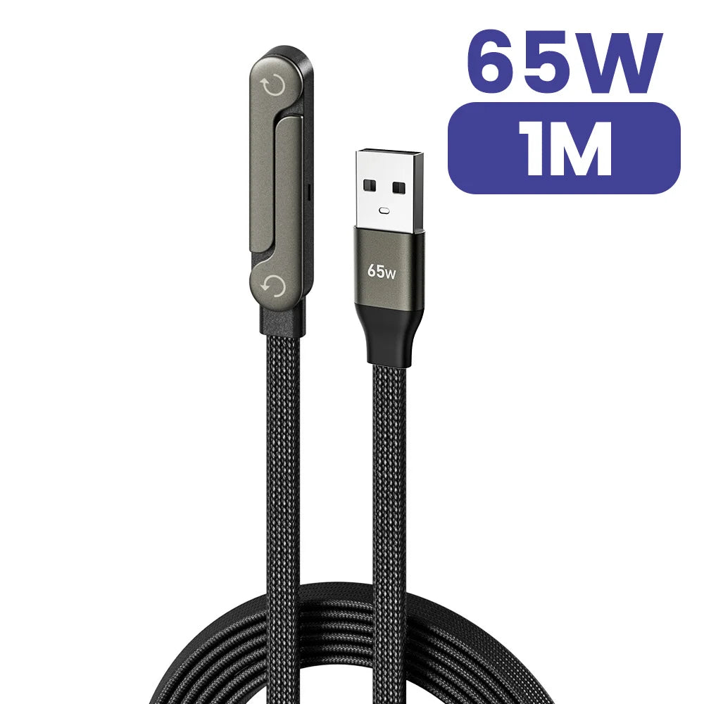 65W USB A To USB Type C Cable Quick Charge Phone Charger Cable Built In Foldable Stand Data Wire 2 in 1 USB C Charging Line