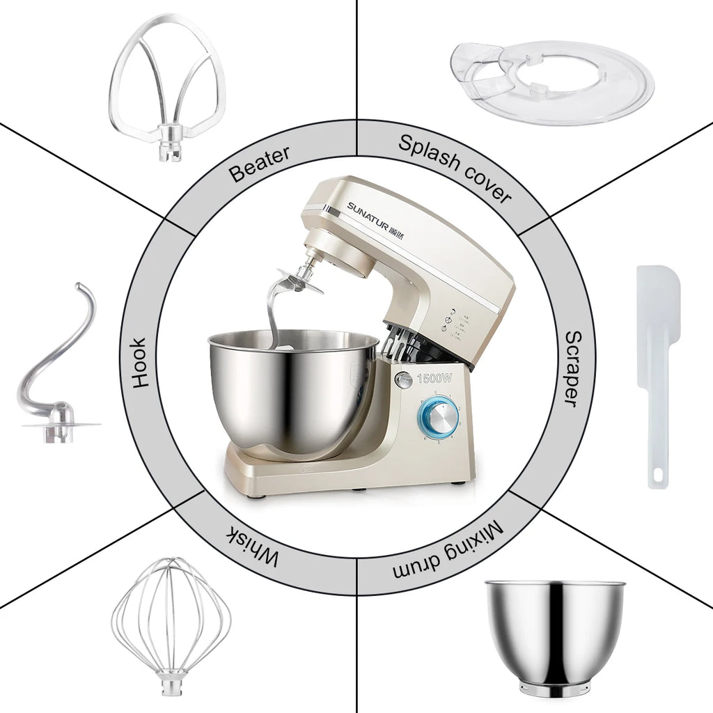 SUNATUR 8L Stand Mixer 1500w Electric Food Processor Commercial auto Dough Kneader planetary mixer Timed ferment Filling Mixer