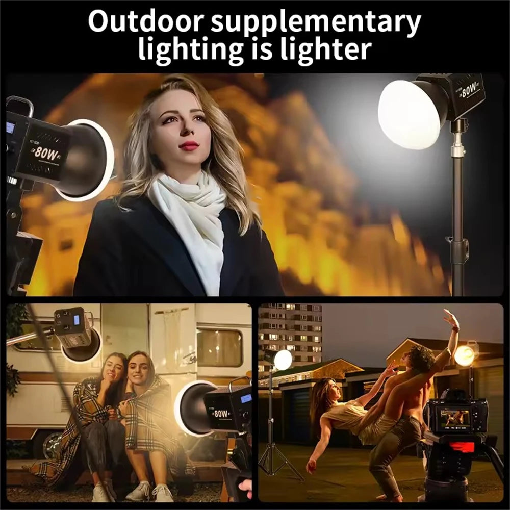 Luz de estudio fotográfico ZU80 COB bicolor 2500K-8500K Luz de video LED CRI95+ TLCI97+ Iluminación de relleno para fotografía con difusor