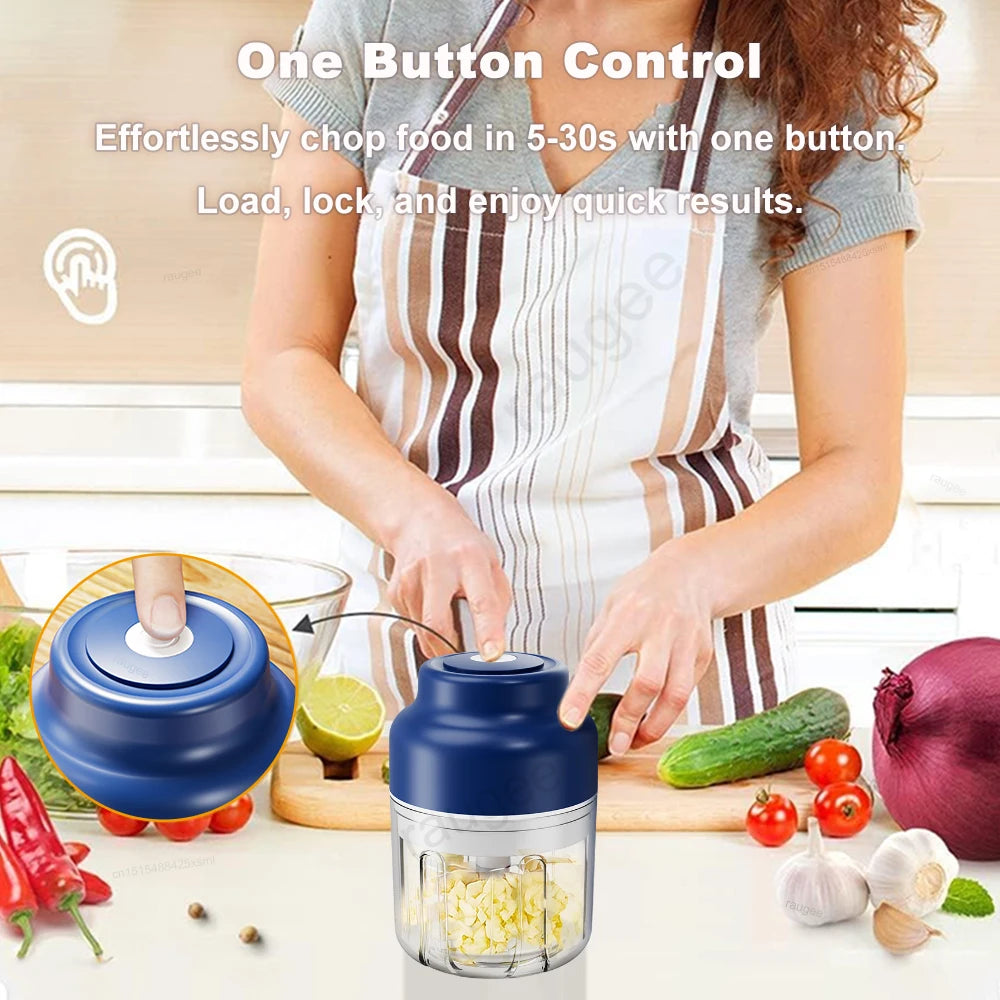 Electric Food Chopper Mini Garlic Masher Crusher for Kitchen Meat Grinder Vegetable Chopper USB Rechargeable Portable Chopper