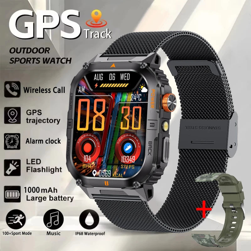 2026 New Smart Watch 2.00inch HD Display Bluetooth Call LED Flashlight Multiple Sports Modes Pedometer Men's Sports Smartwatch