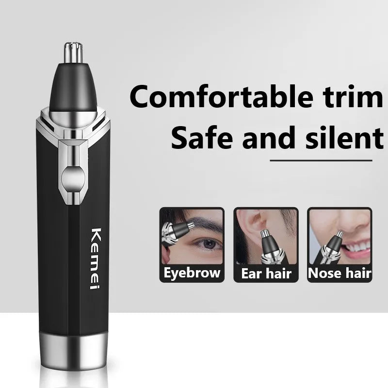 Kemei Recortador de Vello Nasal Implemento de Lana Nasal Cortador de Vello Nasal Lavable Recortadora y Máquina de Afeitar Epiladora Removedor de Vello Nasal