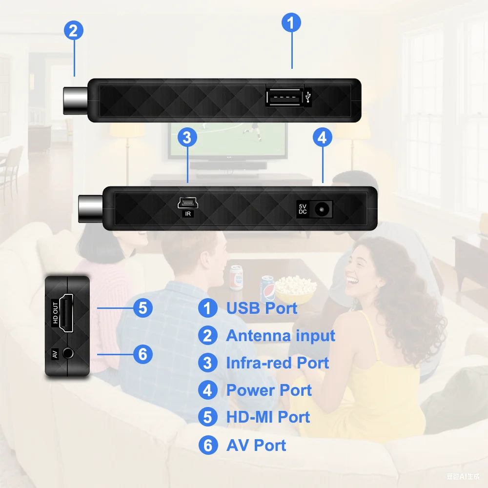 Dluxury U3mini Décodeur TV numérique DVB T2 DVB C Chaînes TV HD gratuites EPG 7 jours Tuner TV pour l'Espagne, la France, l'Italie, la Colombie, etc.
