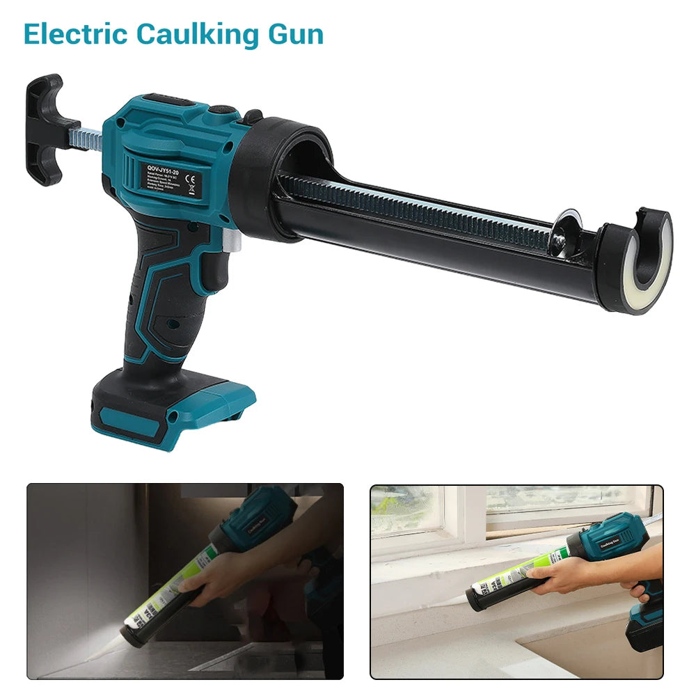 Pistola de calafateo eléctrica, batería de litio, 4 velocidades, pistola de pegamento de vidrio inalámbrica, para rellenar puertas y ventanas, compatible con batería Makita