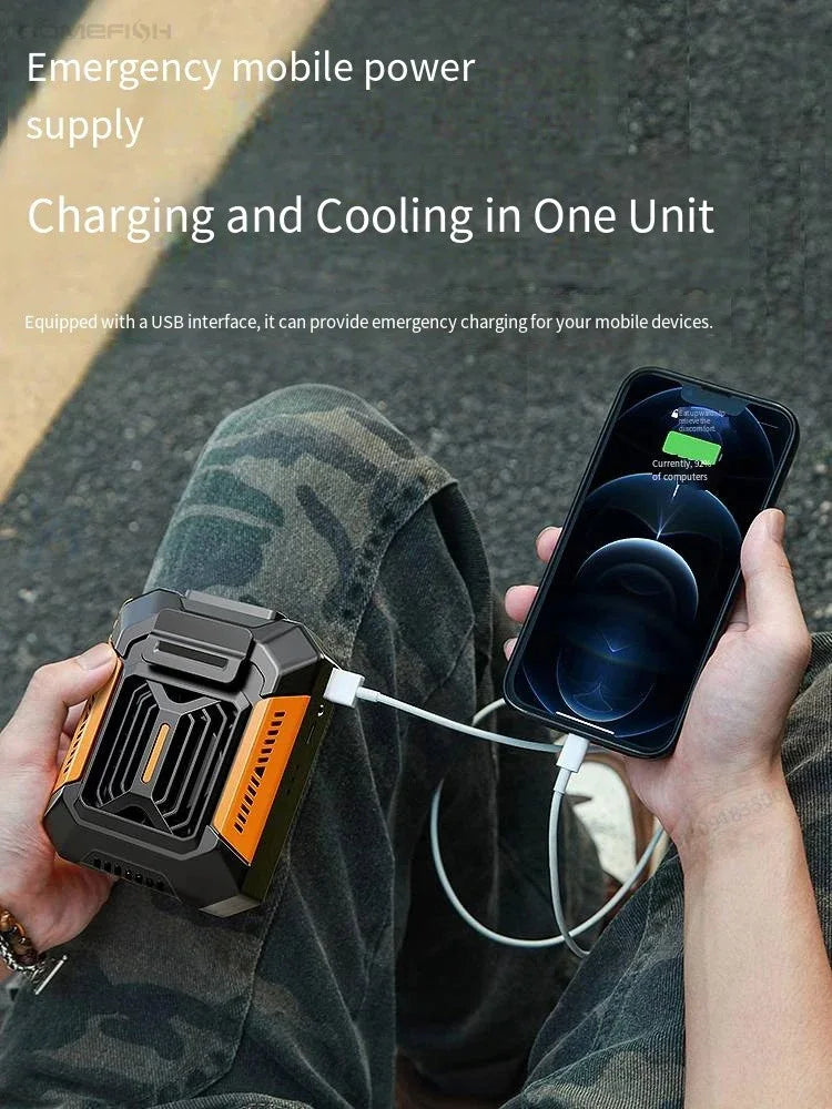 HOMFISH Ventilador personal con clip para cinturón, batería externa portátil, linterna, ventilador ponible, ventilador de cuello colgante para trabajos al aire libre, senderismo, camping
