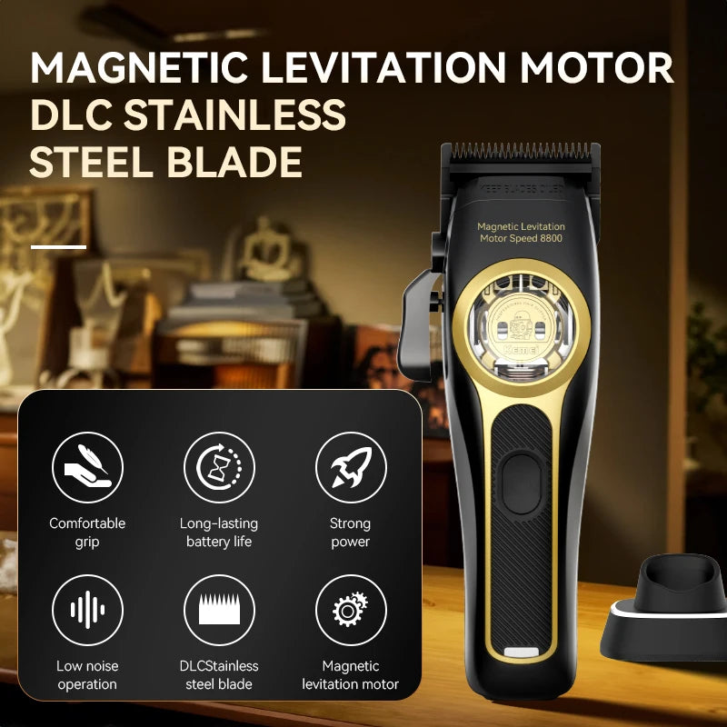 Cortapelos Profesional Kemei Motor de Levitación Magnética 8800 Rpm Base de Carga Cortapelos Hombre KM-2373