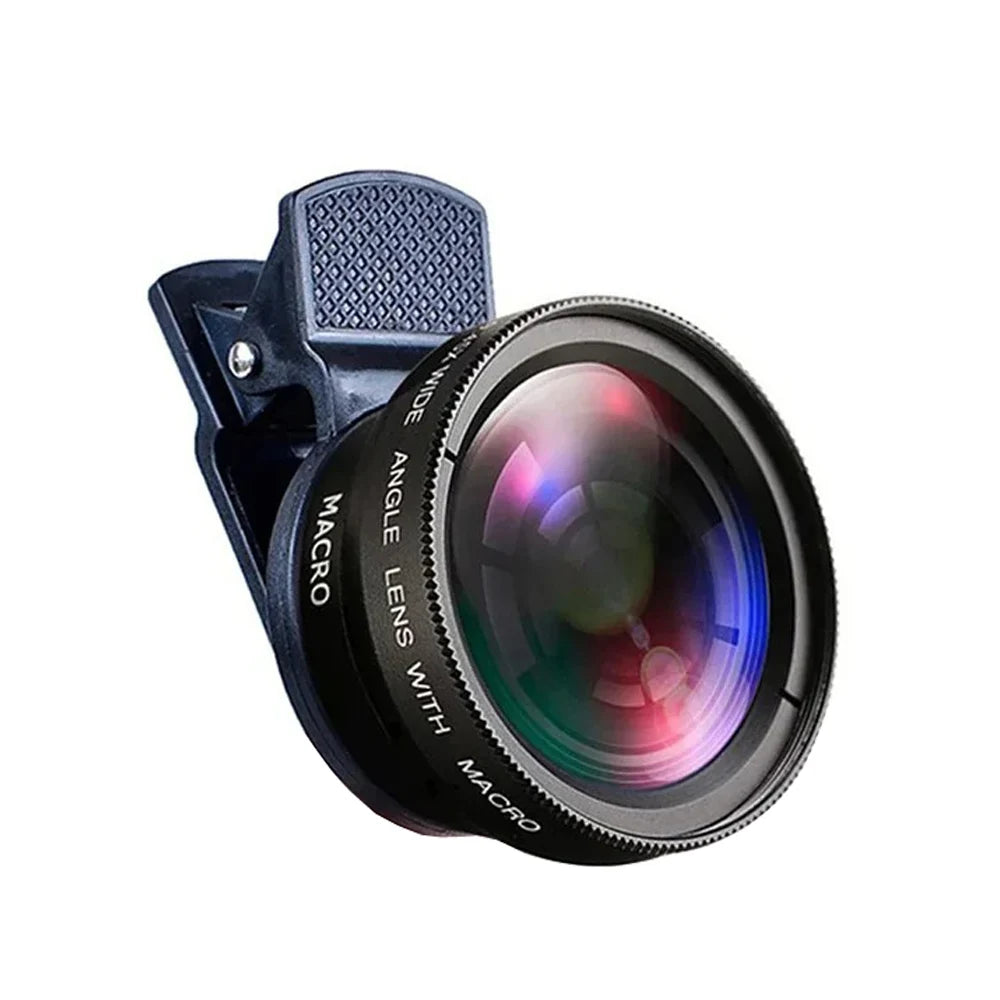 2 en 1 lentes de cámara para teléfono móvil con clip, ojo de pez, magnificadores profesionales, lente de teléfono móvil, macro 15X, gran angular 0.45X