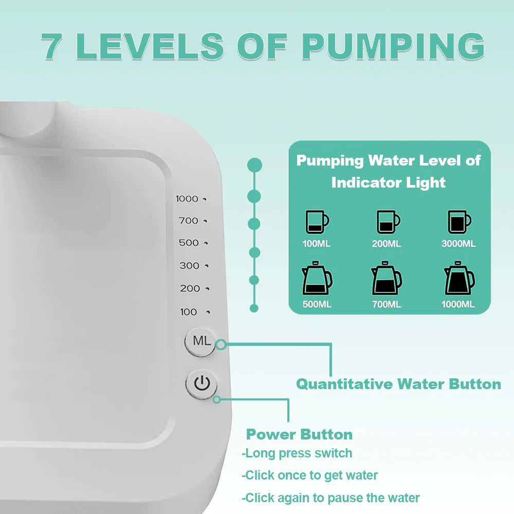 Dispensador de agua eléctrico de 19 litros, bomba de galones de agua, dispensador automático de agua de escritorio, bomba recargable para botellas de agua potable