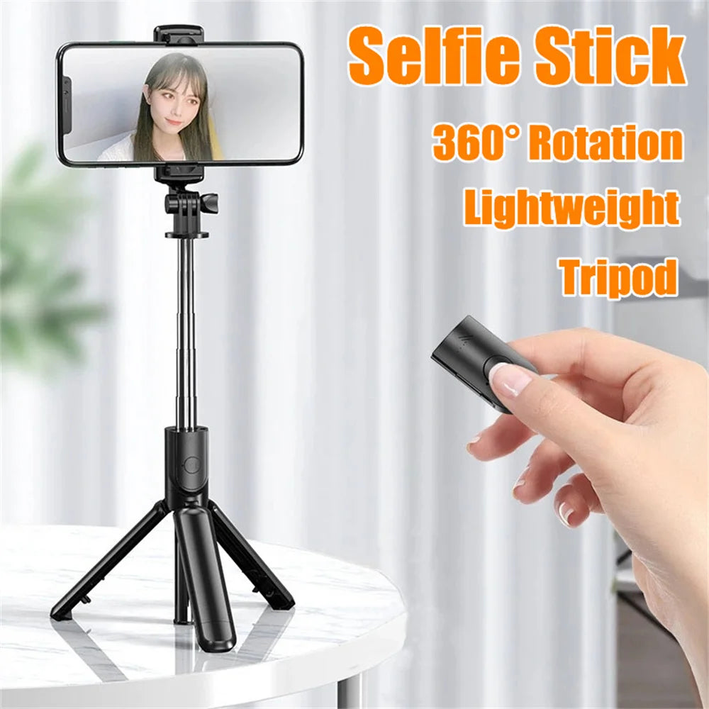 Roreta Wireless Selfie Stick Tripod Stand Bluetooth Remote Extendable Tripod for iPhone Mobile Phone Tiktok Live Streaming