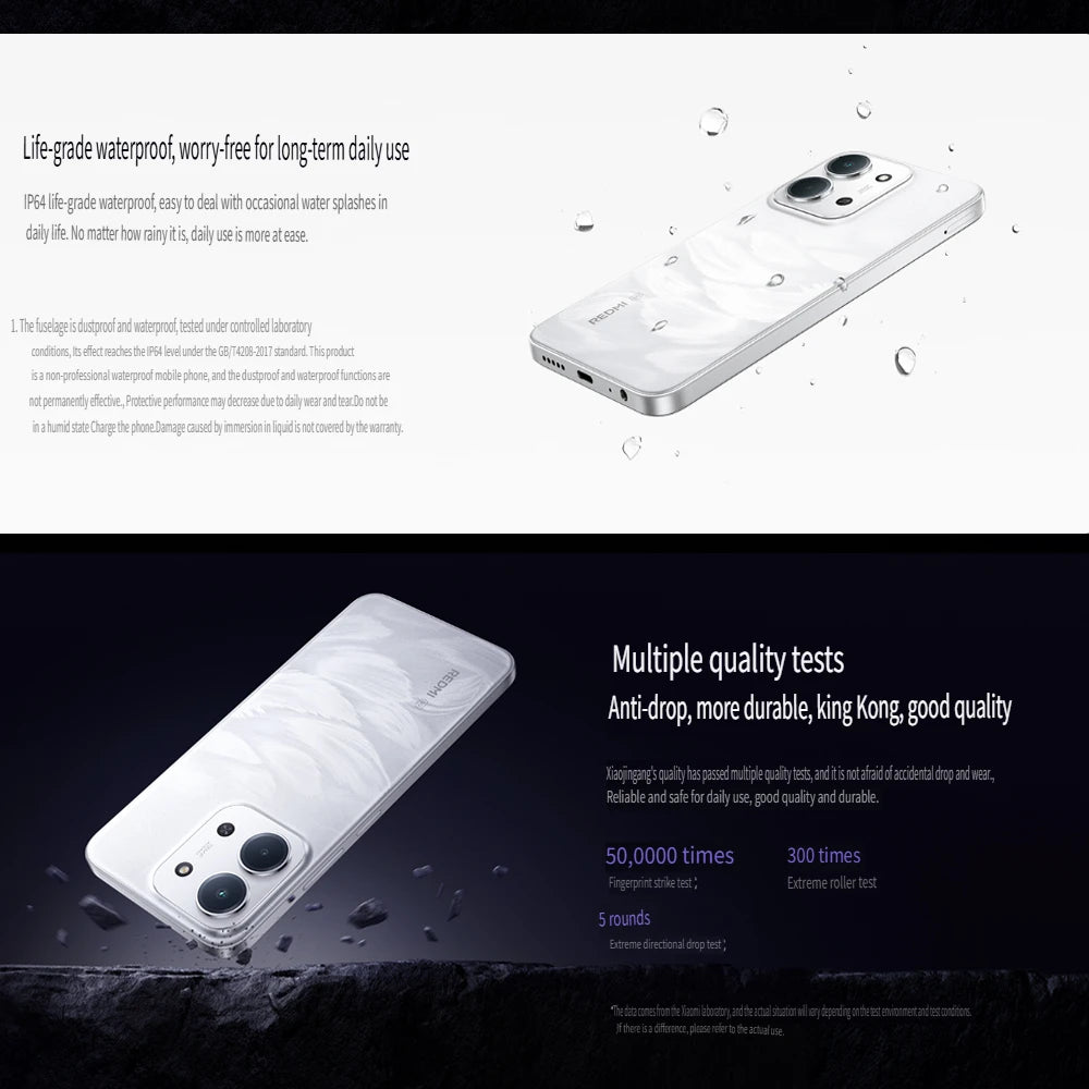XIAOMI/REDMI 15R original smart thin and thin 5G mobile phone 8GB+256GBn memory/6000mAh long standby IP64 waterproof and dustpro