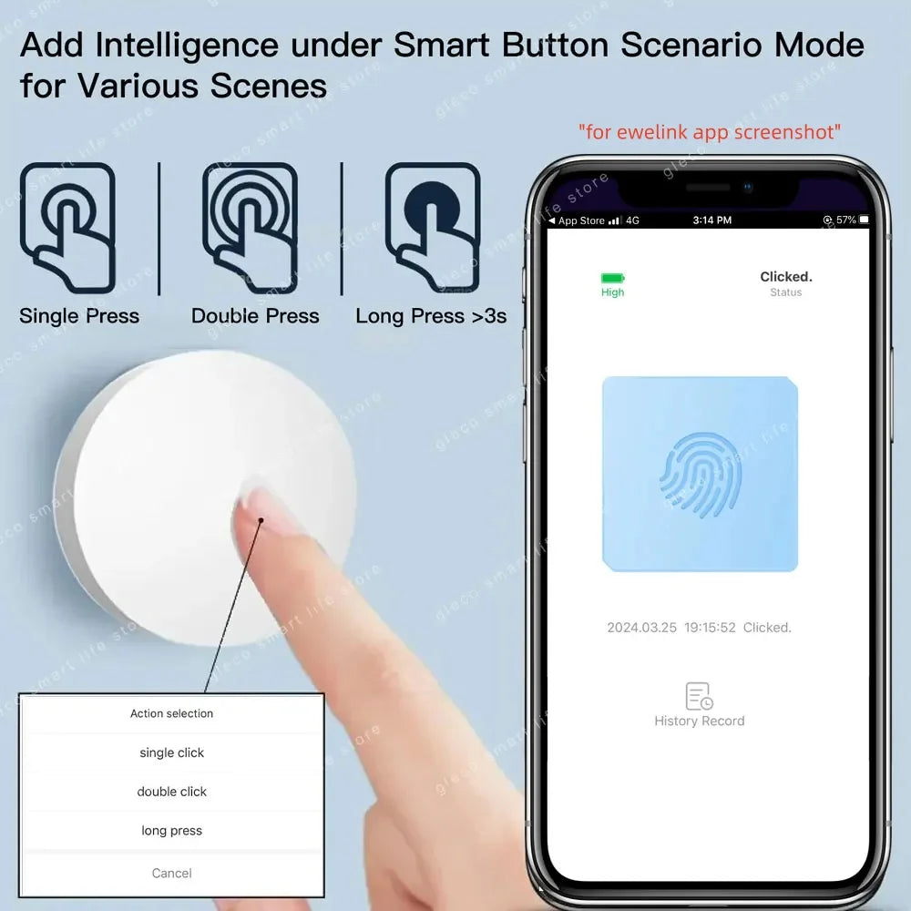 Zigbee Smart Push Button Wireless Scene Switch Ewelink App Remote Control Smart Automation Scenario Switch Work With Zigbee2MQTT