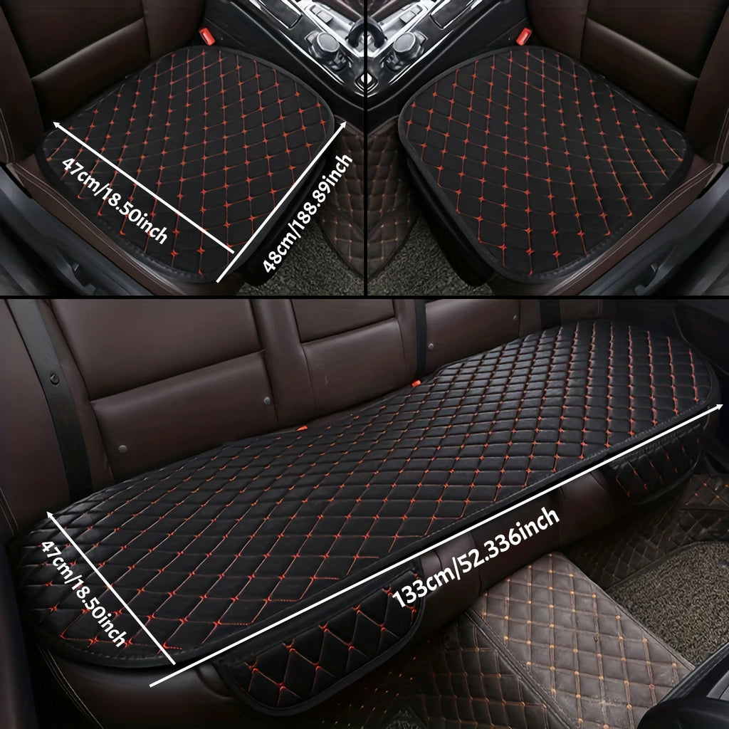 Kcimo Juego de 3 fundas de asiento de coche de algodón y lino, cojín universal para asiento de coche, protector de asiento de coche, accesorios de interior de coche