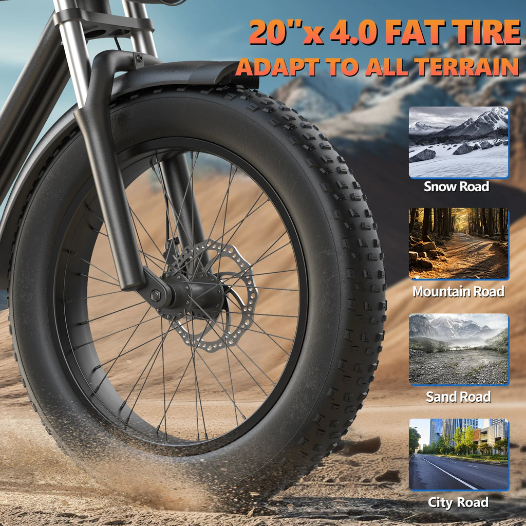 Bicicleta Eléctrica de Adulto Kickwey K7 1500w 48V 23ah, Bicicleta Eléctrica de Montaña, Neumático Gordo de 20 Pulgadas, Entretenimiento al Aire Libre, Bicicleta Eléctrica Todoterreno