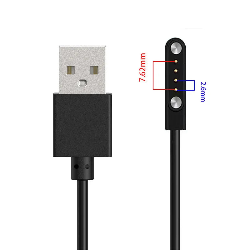 Adaptador de cargador de base de Smartwatch de 2 pines y 4 pines Cable de carga USB para accesorios de carga de reloj inteligente para adultos/niños