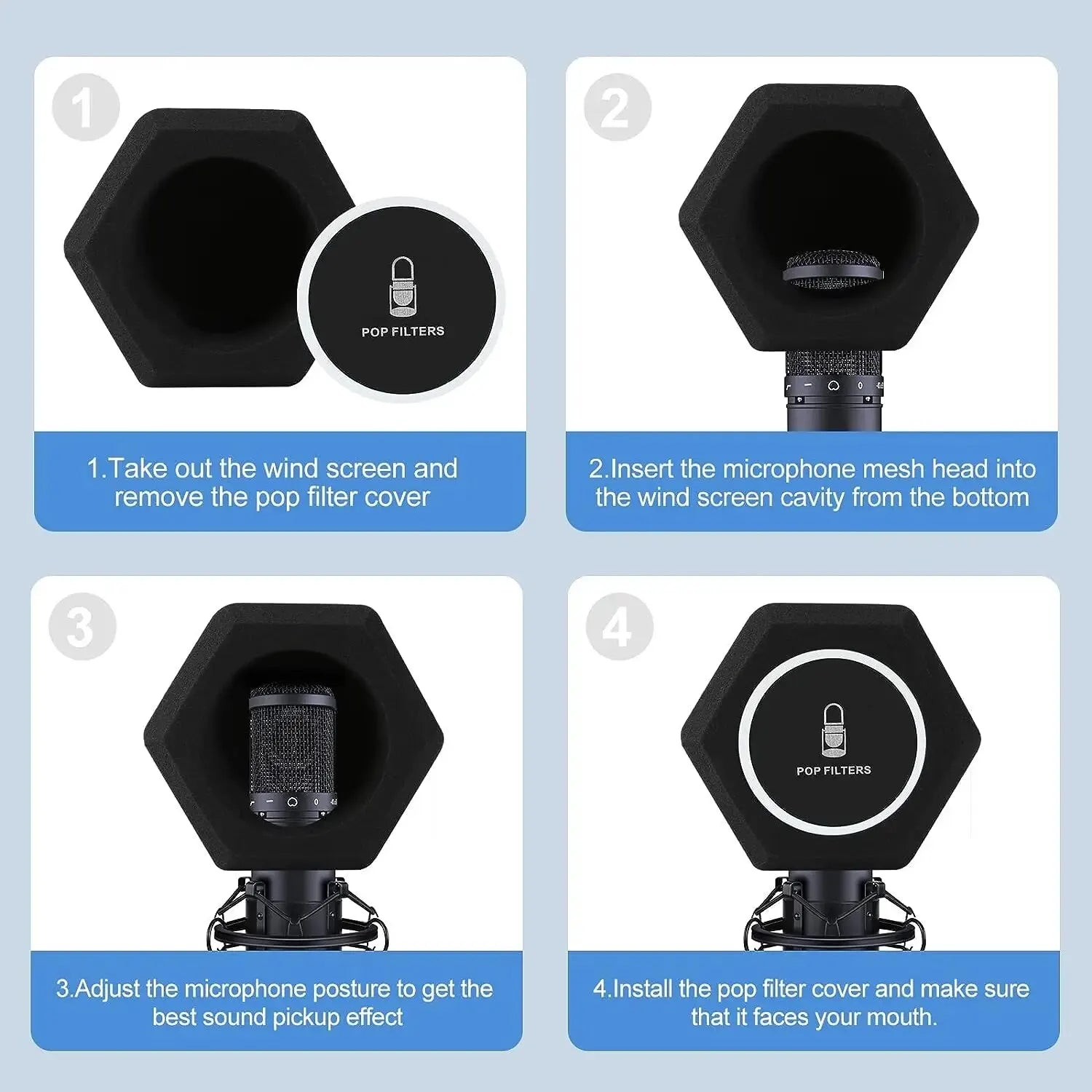 Microphone Pop Filter Wind Shield Acoustic For Record Studios Mic Sound-absorbing Foam Vocal Isolation Ball
