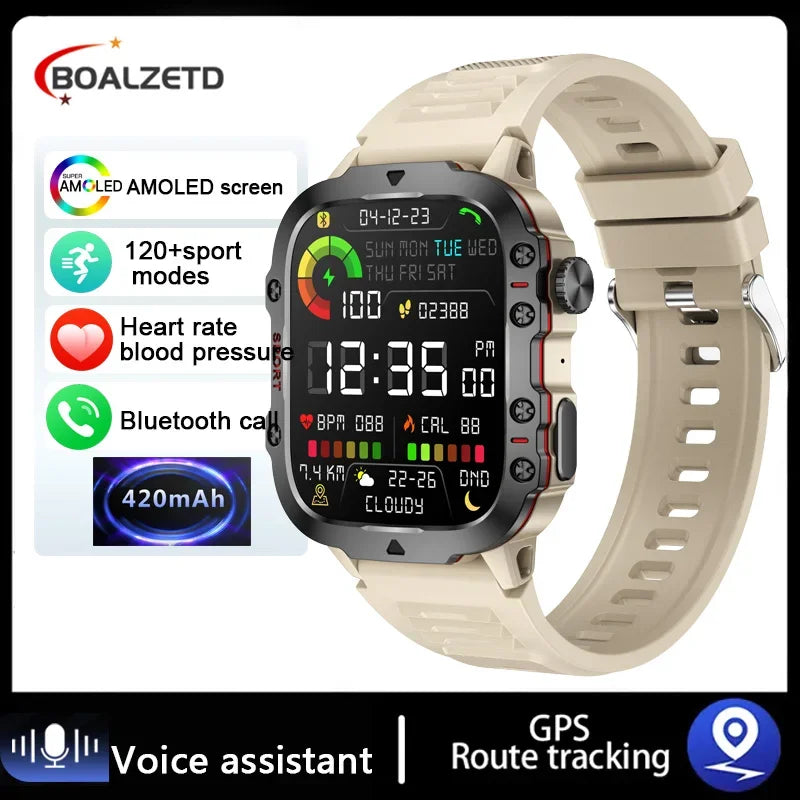 2026 New GPS Outdoor Sports Smart Watch Men Compass barometer Bluetooth call Health Monitoring Smartwatch For IOS Android Gift