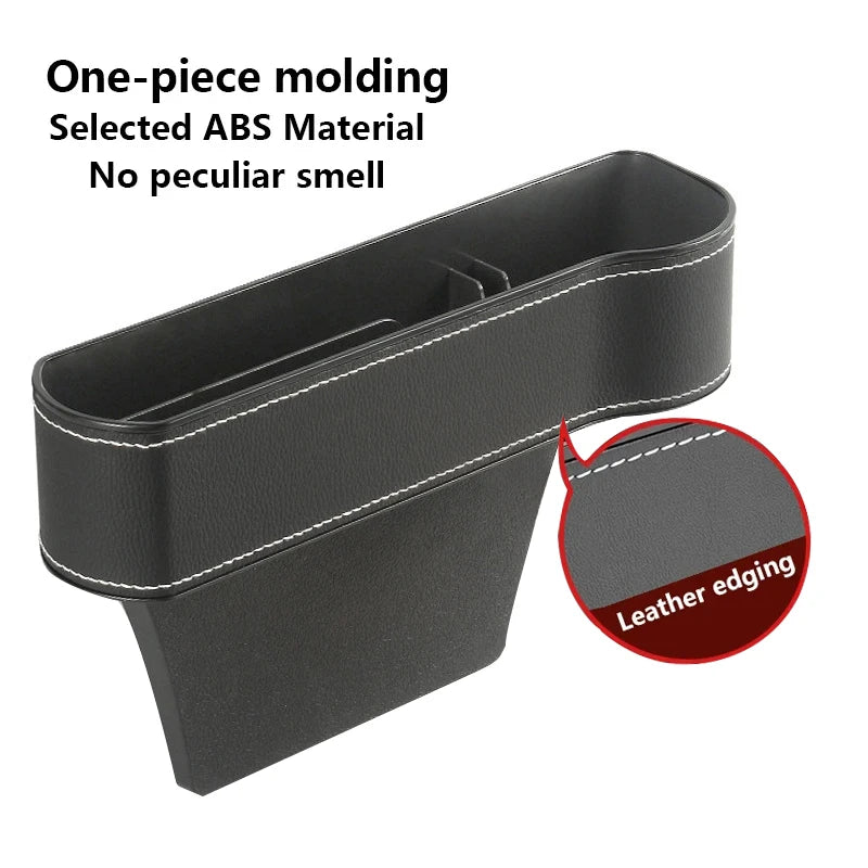 1 unidad de caja de almacenamiento de piel para el espacio del asiento del coche, organizador de llaves de teléfono, relleno de hendiduras del asiento del coche, organizador multifuncional para coche