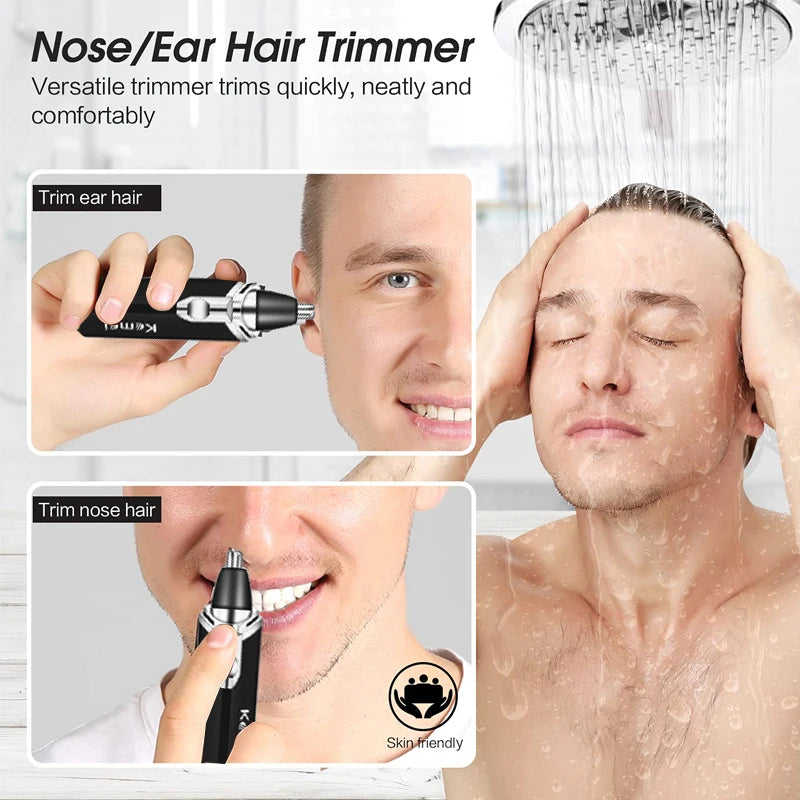Kemei Recortador de Vello Nasal Implemento de Lana Nasal Cortador de Vello Nasal Lavable Recortadora y Máquina de Afeitar Epiladora Removedor de Vello Nasal