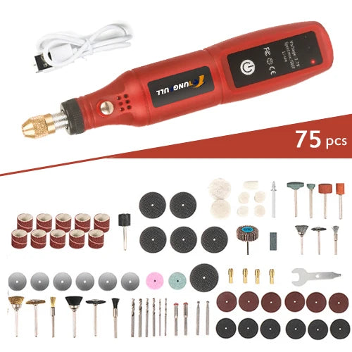 Cordless Mini Rotary Tool Kit 3.7V Rechargeable Electric Grinder Polisher Nail Polisher for DIY Engraving, Sanding & Cutting