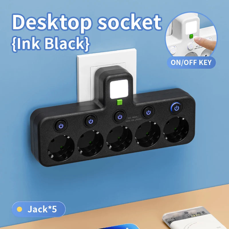 EU Plug Power Strip Outlets,4 Sockets with 2 USB Type-C port Wall Charger Two specifications for Home Offices Power Socket