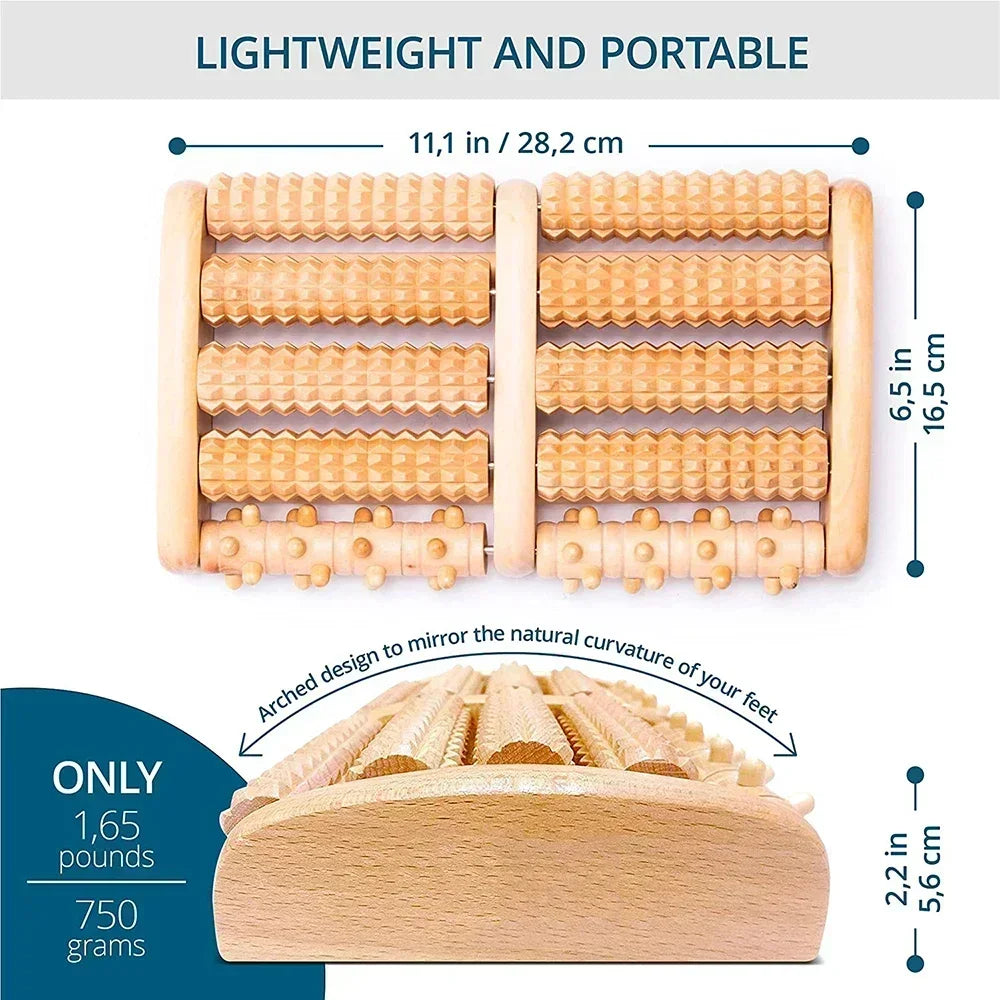 Rodillo de madera para pies, masajeador de pies para el alivio de la fascitis plantar, masajeador de pies para la neuropatía y para mejorar la circulación sanguínea, herramienta para el cuidado de la salud