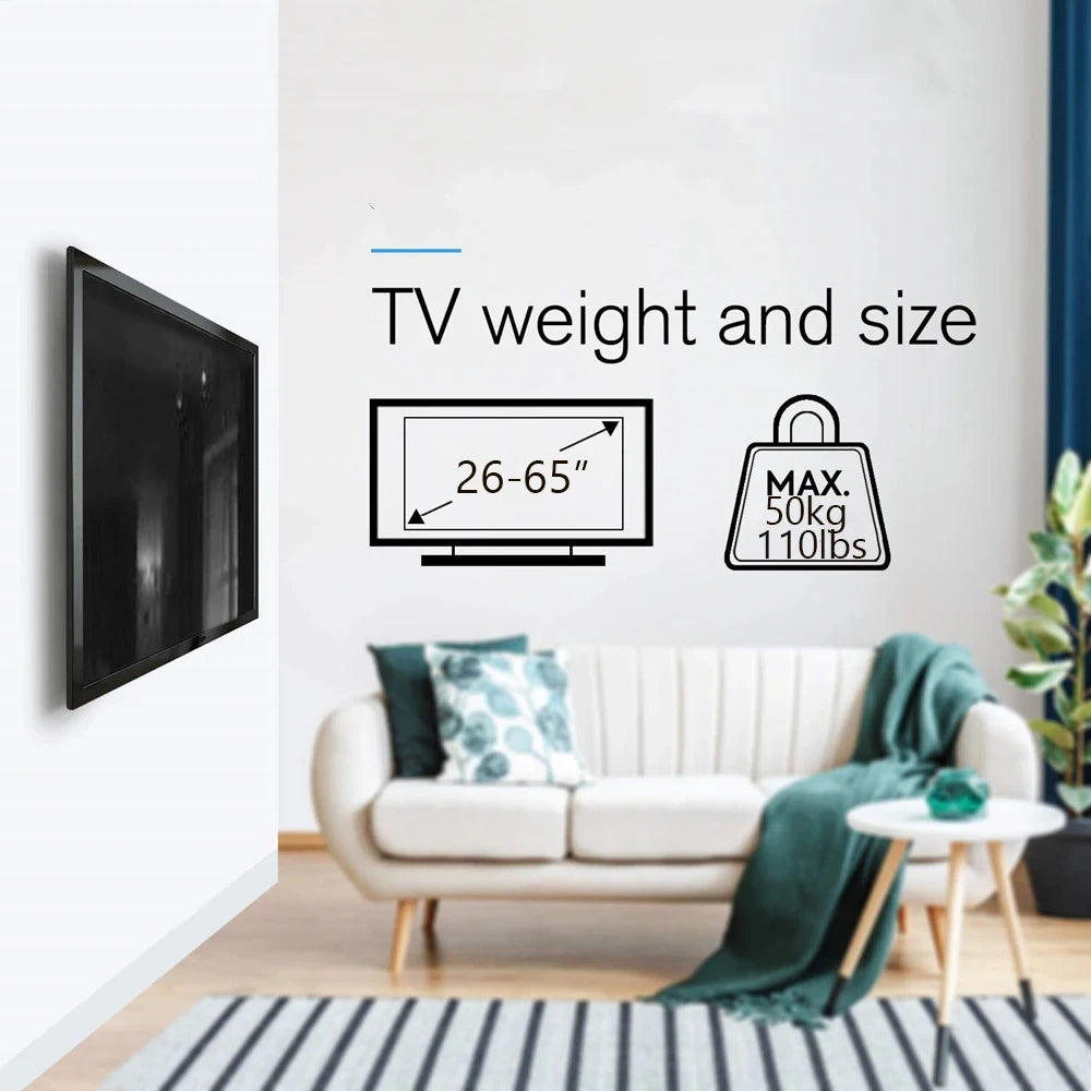 26-63inch TV Wall Mount Bracket Universal TV Mount Monitor Holder Adjustable Low Profile Flat TV Wall Mount for LCD LED Monitor