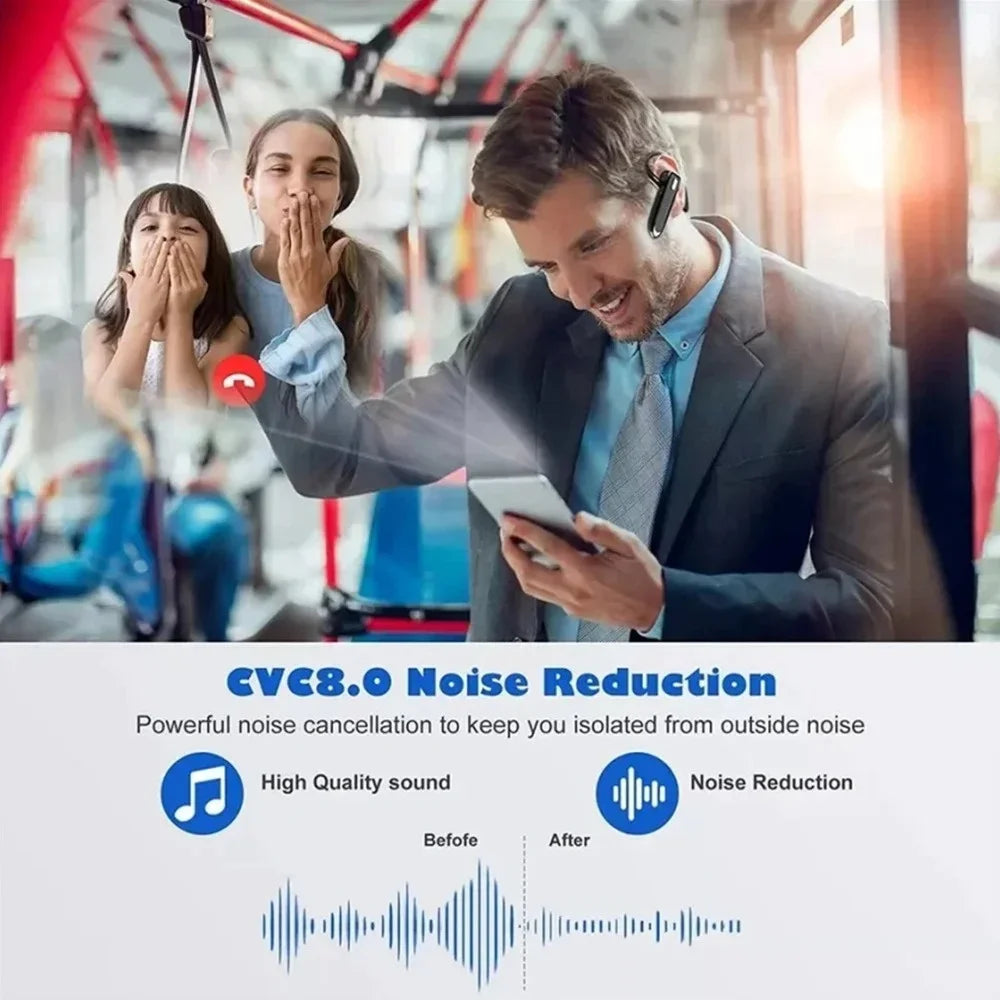Auriculares Bluetooth inalámbricos con micrófono, audífonos con cancelación de ruido ENC, manos libres para negocios, auriculares para conducir