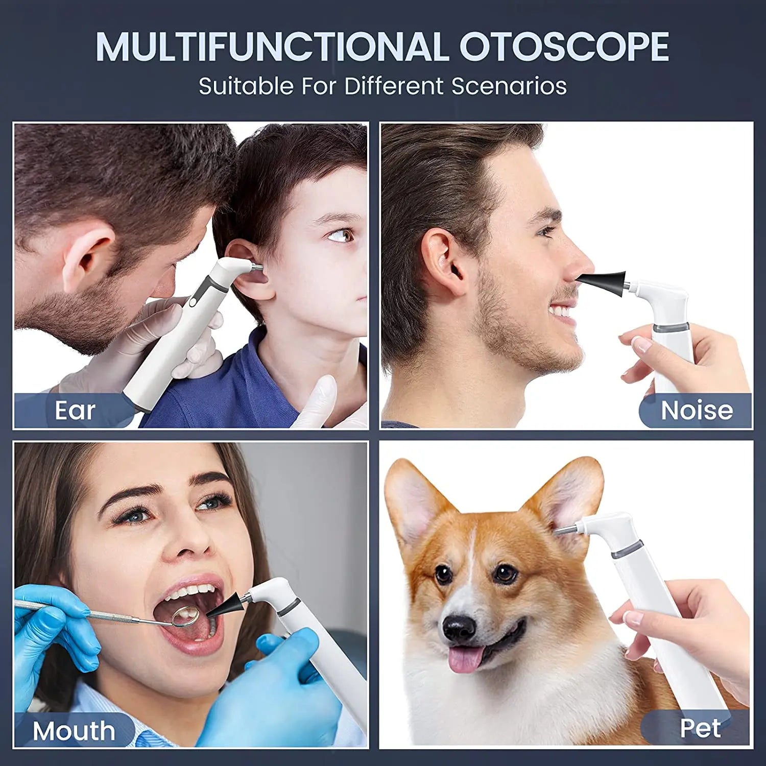 Cámara de oído otoscopio inalámbrico con doble vista, endoscopio de oído WiFi de 3.9 mm 720PHD con 6 luces LED para niños y adultos, compatible