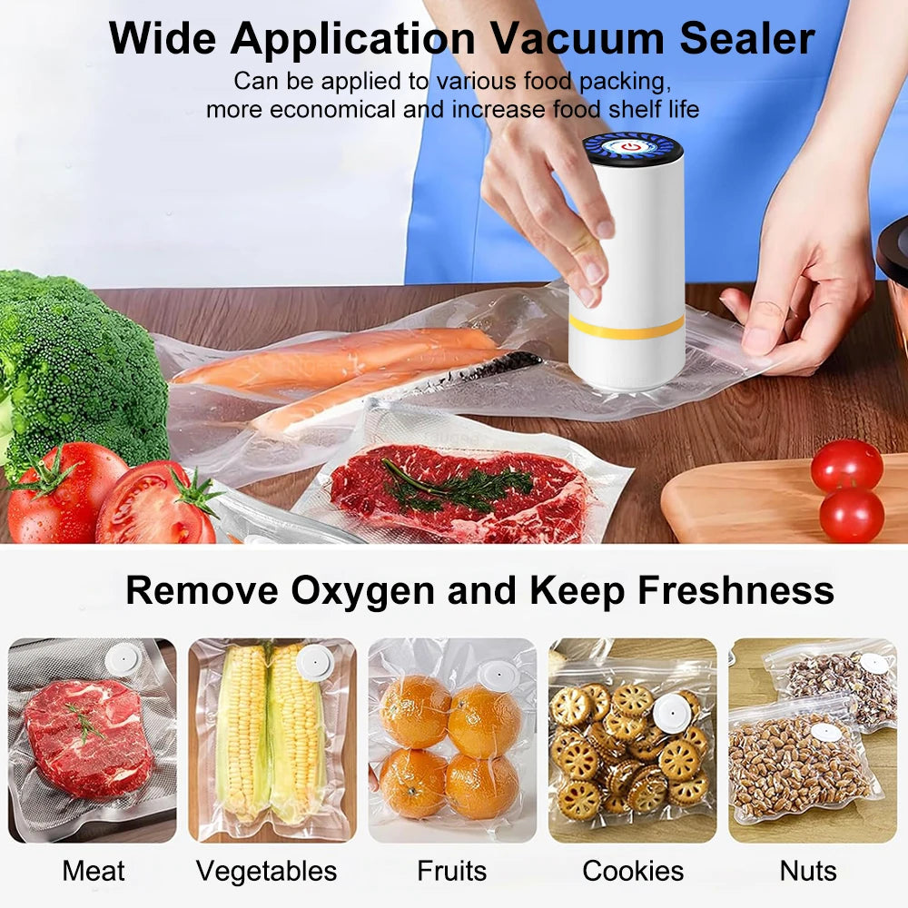 Electric Air Pump USB Rechargeable Automatic Vacuum Pump for Food Vacuum Sealed Bag Storage Pack Bag Vacuum Compression Machine
