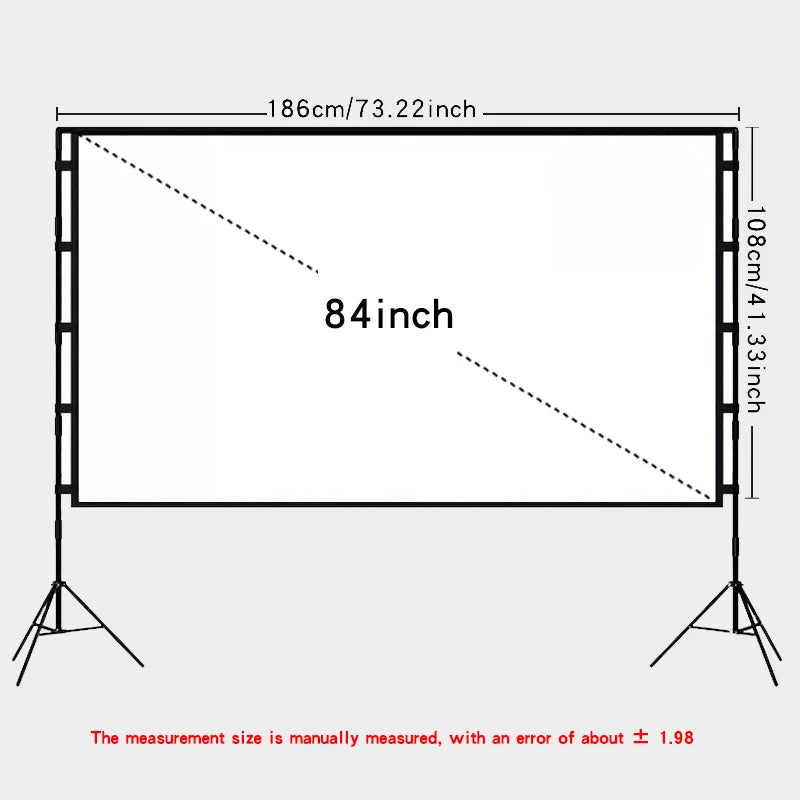 Double triangular bracket projection screen, more stable and not afraid of wind, easy to install, with storage bag