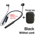 Auriculares inalámbricos con banda para el cuello Bluetooth con micrófono, batería de larga duración, auriculares de alta calidad deportivos para tarjeta TF