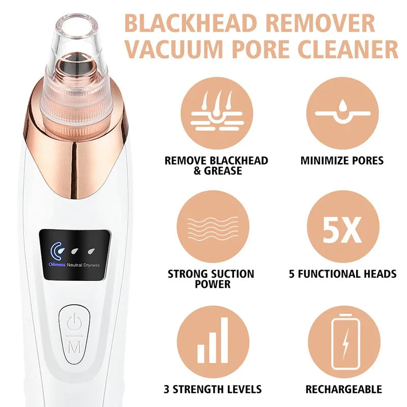 Electric Blackhead Remover Face Deep Cleansing Pore Beauty Machine Dead Skin Remover Face Vacuum Blackhead Removal Skin Care USB