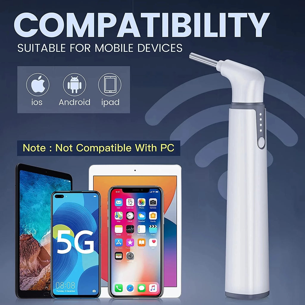 Cámara de oído otoscopio inalámbrico con doble vista, endoscopio de oído WiFi de 3.9 mm 720PHD con 6 luces LED para niños y adultos, compatible