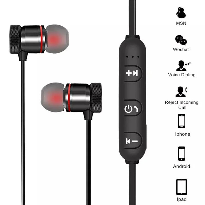 Auriculares inalámbricos Bluetooth con banda para el cuello, monitor intrauditivo con micrófono, batería de larga duración, auriculares de alta calidad para deporte