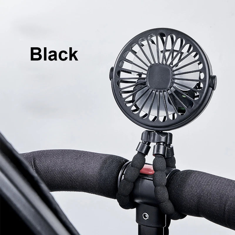 Octopus Fan Mini Flexible Tripod Cooler Fan Portable 360° Rotate Handheld Desk Fan for Stroller Bike Travel Winding Vertical Fan