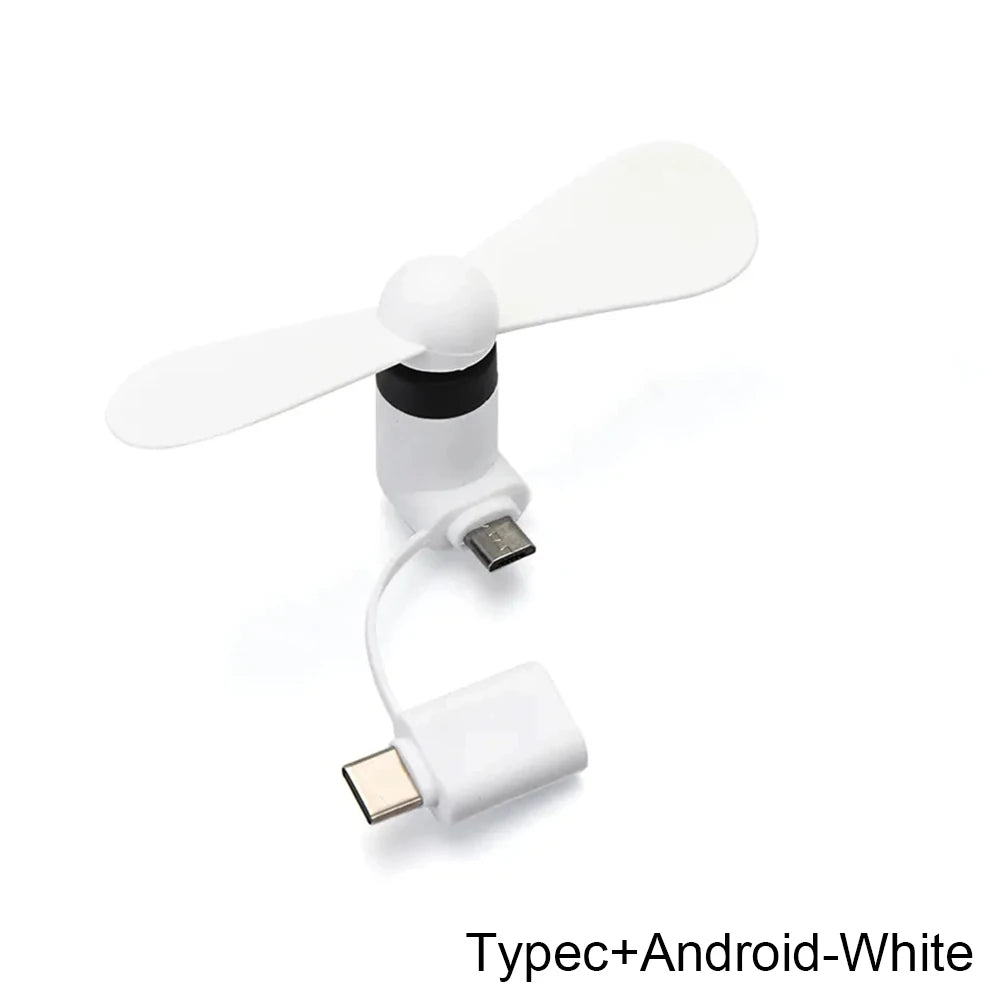 Mini USB Fan Flexible Cooling hand Fan portable Fans Summer Cool laptop Desktop Cell Phone Cooler 2 in 1 Micro USB Type-C plug